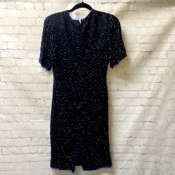 Cocktail dress. Denise Elle Size Black color with blue sequins all over dress - Picture 8 of 9